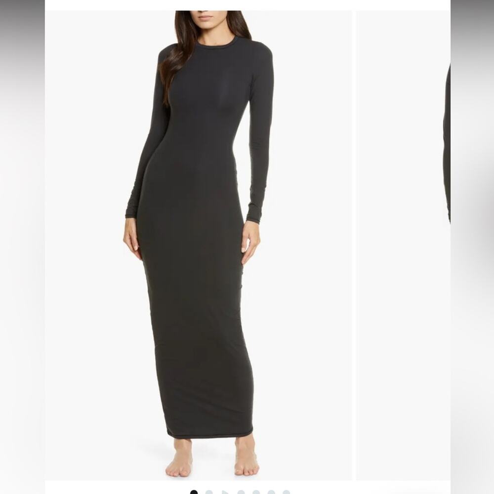 Skims Fits Everybody Crew Neck Long Sleeve Dress - Picture 1 of 11